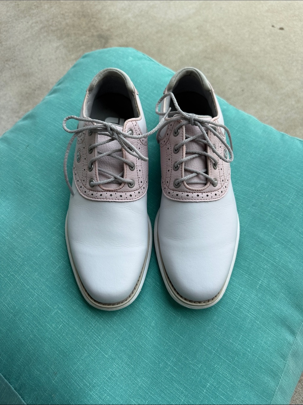 FootJoy White and Light Pink Lace-Up Women's Oxford Shoes